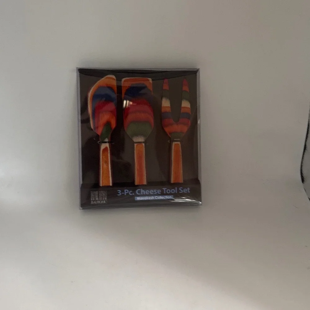 Baltique Marrakesh Collection 3-Pc Cheese Tool Set Colored‎ Birch Wood 20-9509